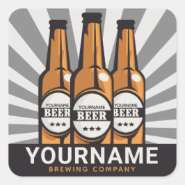 Adesivo Quadrado Empresa de Cerveja Artesanal Garrafa de Cerveja Pe