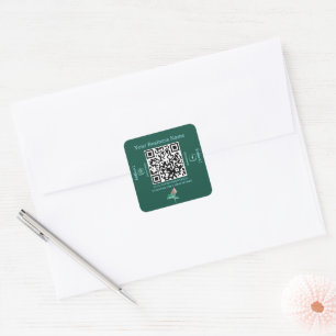 Adesivo Quadrado Empresa de Código QR de Mídia Social Teal Botânica