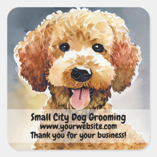 Adesivo Quadrado Empresa de Groomer de Cães