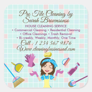 Adesivo Quadrado Empresa de limpeza Publicidade Maid Janitorial Lad