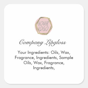 Adesivo Quadrado Empresa de marca Simples Ingredientes de Lipgloss