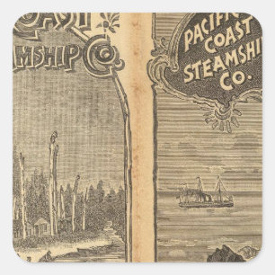 Adesivo Quadrado Empresa de navio a vapor 2 da Costa do Pacífico