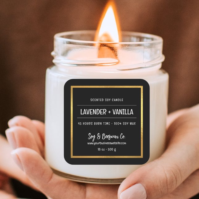 Adesivo Quadrado Empresa de velas de cera de soja perfumada minimal (Criador carregado)