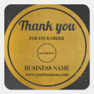 Adesivo Quadrado  Empresa Dourada Black Business Obrigado 