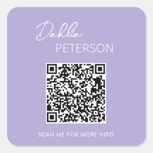 Adesivo Quadrado Empresa moderna de código QR Elegante Roxo Simples