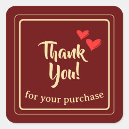 Adesivo Quadrado Empresa Personalizada Texto de agradecimento