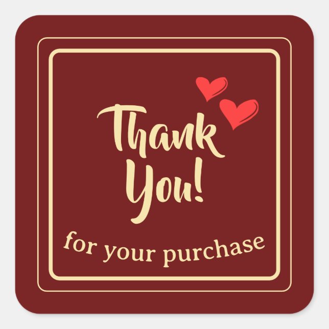 Adesivo Quadrado Empresa Personalizada Texto de agradecimento (Frente)