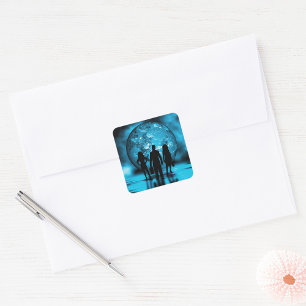 Adesivo Quadrado Empresa Silhuette Futurística de Equipe Corporativ