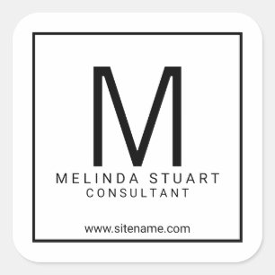 Adesivo Quadrado Empresas de Monograma Moderno Preto e Branco