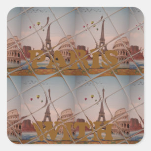 Adesivo Quadrado Encantado De Paris Com Amor J'aime Paris Design