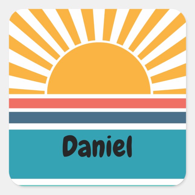 Adesivo Quadrado Encantador de Sol Engraçado (Frente)