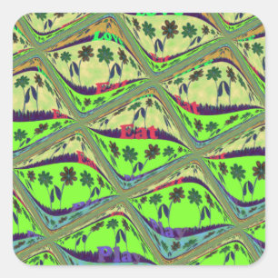 Adesivo Quadrado Encantando Jardim Eclético Verificado Beleza Flora