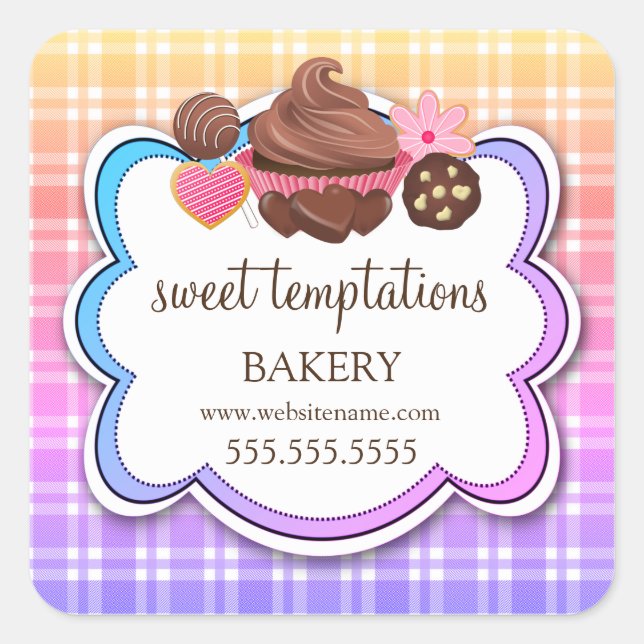 Adesivo Quadrado Encapsulamento de cookies de Pop de bolso de Cupca (Frente)