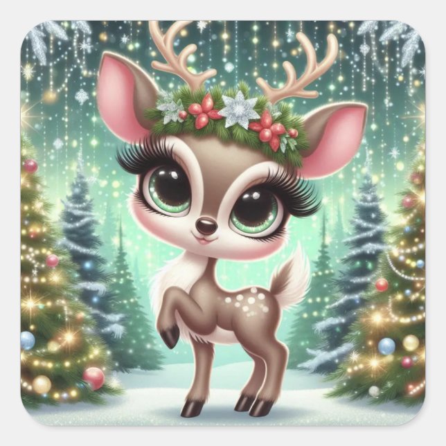 Adesivo Quadrado Enchanted Forest Reindeer Princess (Frente)