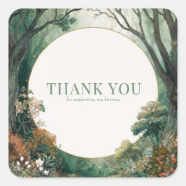 Adesivo Quadrado Enchanted Forest Rustic Trees Gold Glitter