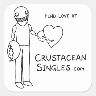 Adesivo Quadrado Encontre amor em CrustaceanSingles.com (adesivo)