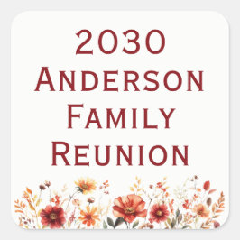 Adesivo Quadrado Encontro da Família de Flores Silvestres Rústicas