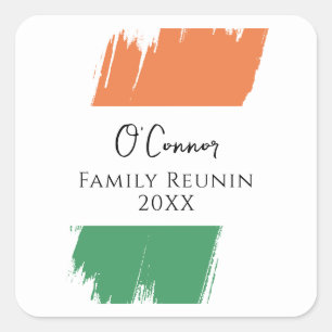 Adesivo Quadrado Encontro da Família do Sobrenome Irlandês Custo