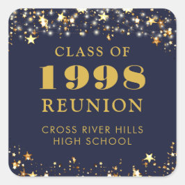 Adesivo Quadrado Encontro de Ex-Colégios Azul Marinho Estrelas Dour