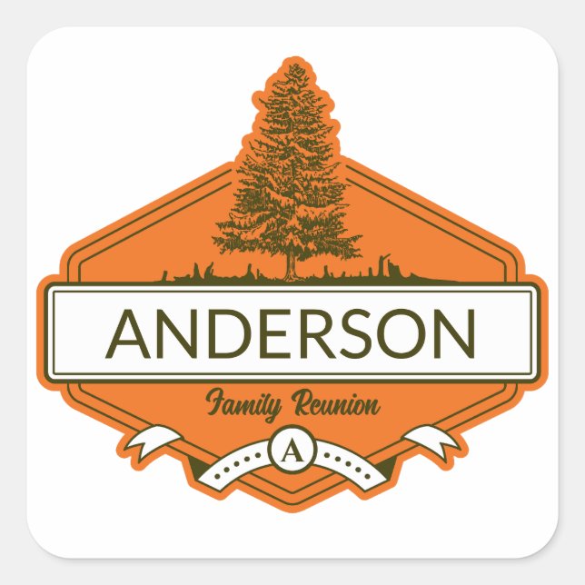 Adesivo Quadrado Encontro de Família Personalizado  (Frente)