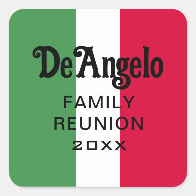 Adesivo Quadrado Encontro de Nome Sobrenome Italiano Personalizado (Frente)