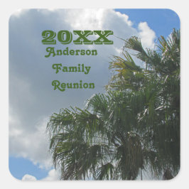 Adesivo Quadrado Encontro Familiar Tropical Palmeiras Férias de Ver