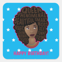 Adesivo Quadrado Encorajando as mulheres, Starry Happy Birthday, az