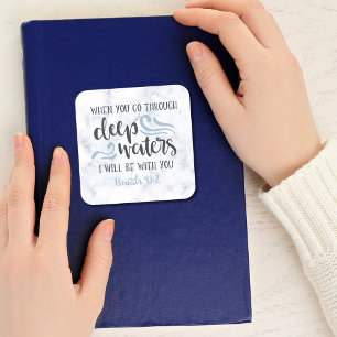 Adesivo Quadrado Encorajar a Bíblia cristã em águas profundas