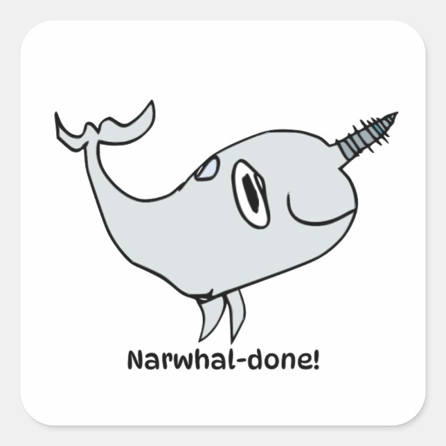 Adesivo Quadrado Encouragement Sticker for Kids - Narwhal (Frente)