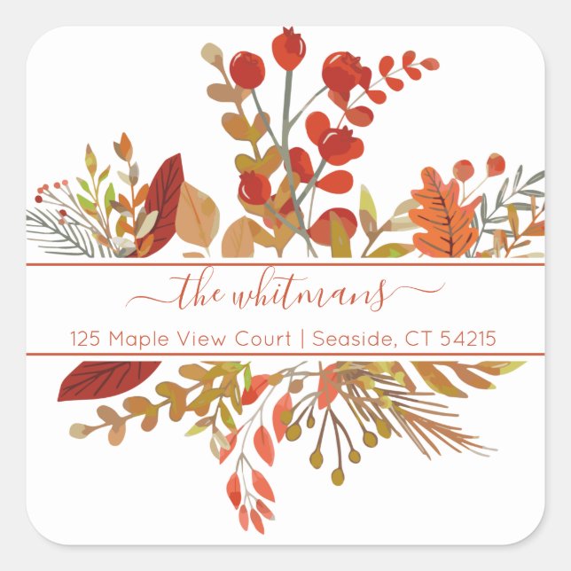 Adesivo Quadrado Endereço de devolução da pasta de queda de água (Frente)