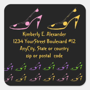 Adesivo Quadrado Endereço de devolução de alto salto da bolinhas