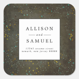 Adesivo Quadrado Endereço de devolução de casamento do Silver Star