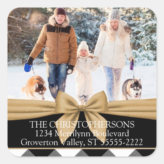 Adesivo Quadrado Endereço de devolução de fotos de Arco e verificaç (Frente)