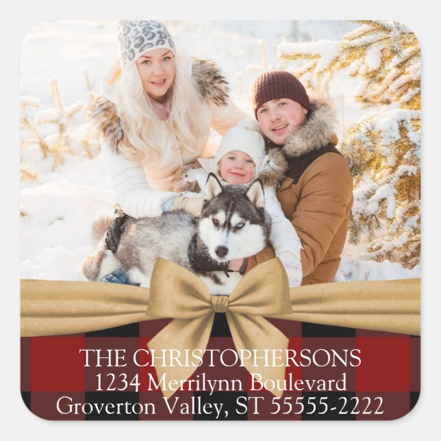 Adesivo Quadrado Endereço de devolução de fotos do Arco e verificaç (Frente)