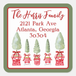 Adesivo Quadrado Endereço de devolução de tópicos da Chinoiserie Ve