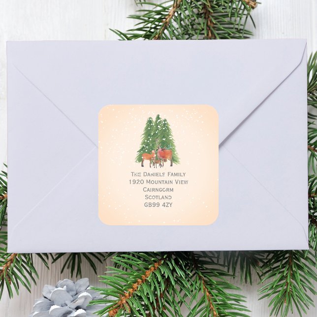 Adesivo Quadrado Endereço de devolução de veados natalinos (Criador carregado)