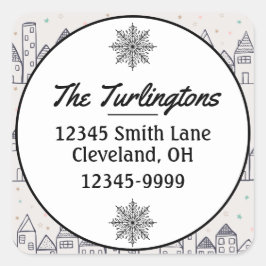 Adesivo Quadrado Endereço de devolução do vilarejo de Natal da Pági