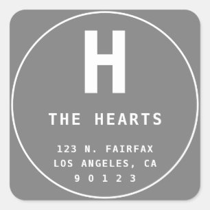 Adesivo Quadrado Endereço de Devolução Editável com Monograma CIN