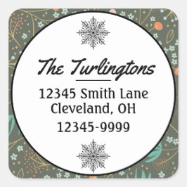 Adesivo Quadrado Endereço de devolução oral de Natal Colorida e Fei