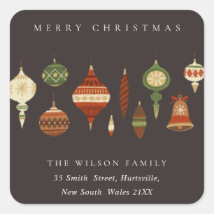 ADESIVO QUADRADO ENDEREÇO DE ORNAMENTOS DO COFFEE RED GREEN STAR C