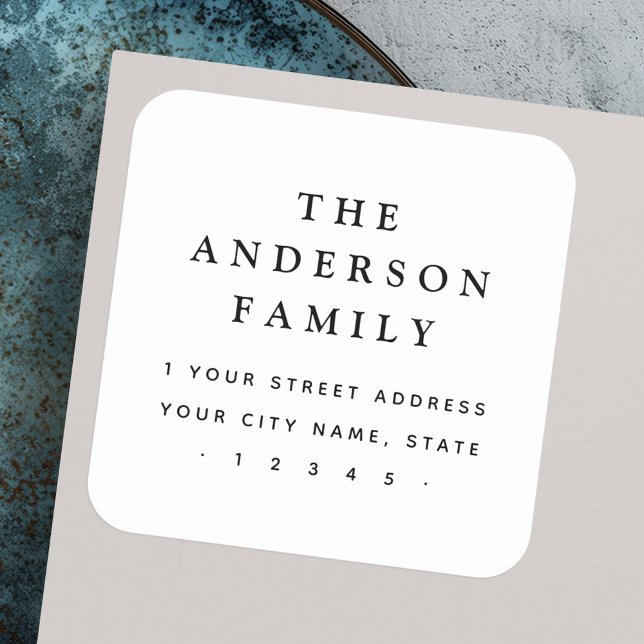 Adesivo Quadrado Endereço de retorno branco elegante (Elegant white return address square sticker)