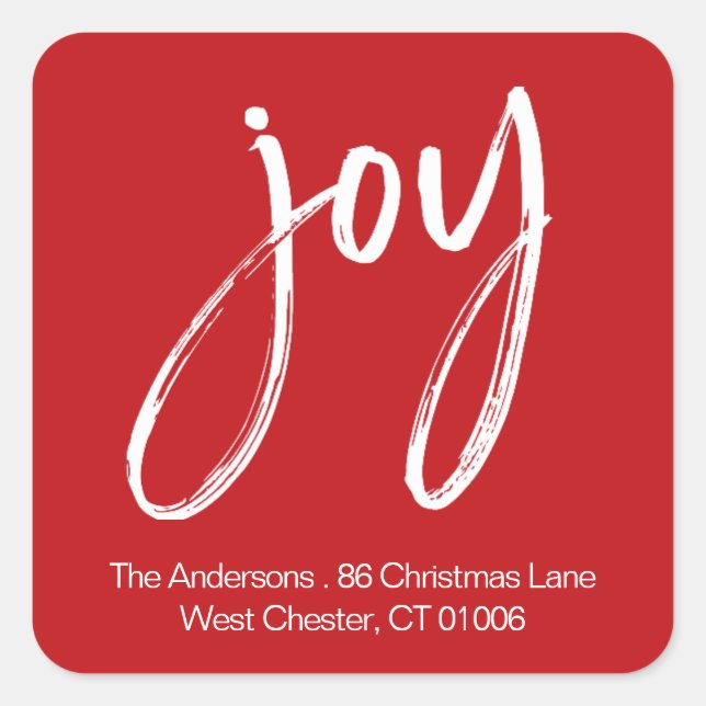 Adesivo Quadrado Endereço de Retorno de Natal de Script Simples Mod (Frente)