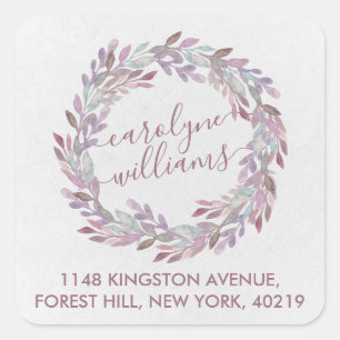 Adesivo Quadrado Endereço do remetente elegante da grinalda do