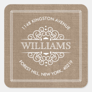 Adesivo Quadrado Endereço do remetente rústico do costume dos