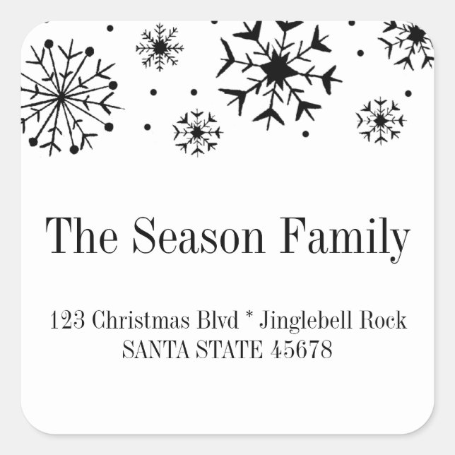 Adesivo Quadrado Endereço dos flocos de neve (Frente)