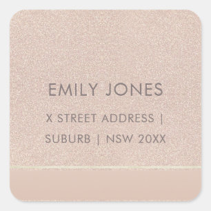 ADESIVO QUADRADO ENDEREÇO MÍNIMO DE ROSA DOURADO DO SHIMMER
