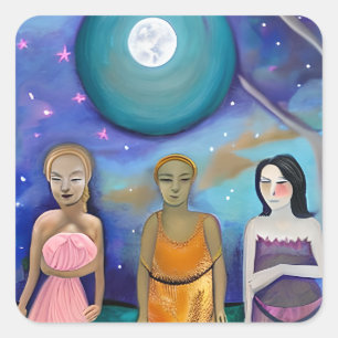 Adesivo Quadrado Energia da Lua   Trabalho de arte Celestial