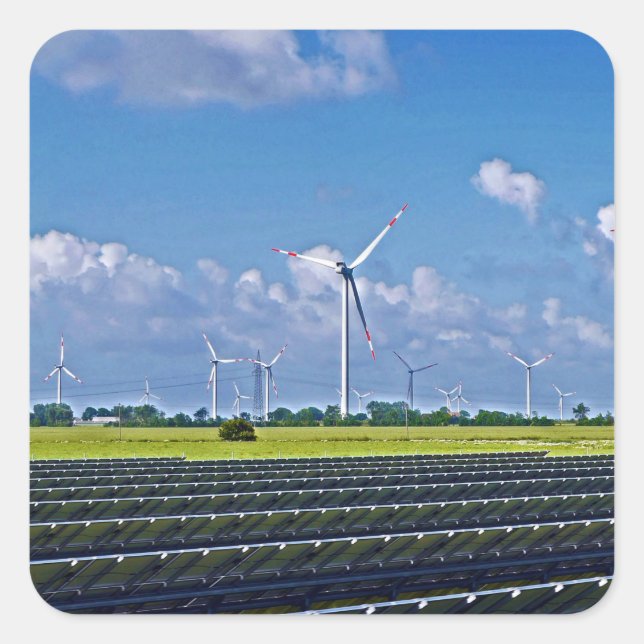 Adesivo Quadrado Energia do alternativo - Solar e Vento (Frente)