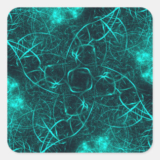 Adesivo Quadrado Energia Elétrica Turquesa Arte Fractal da Web