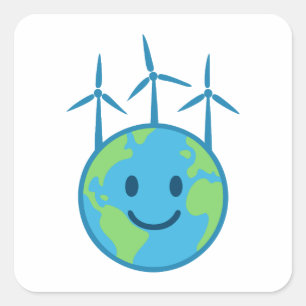 Adesivo Quadrado Energia eólica para uma Terra Limpa